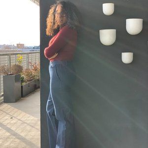 Wide Leg Theory Jeans, Dark Blue Retro Cut, Size 6